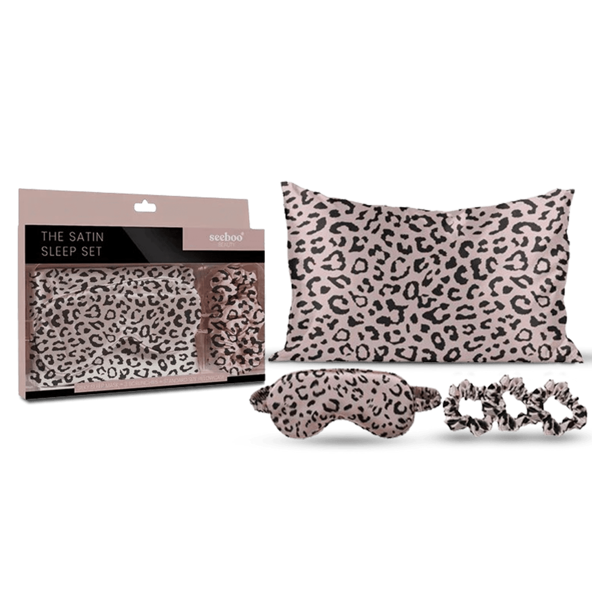 Satin Self Care Sleep Set - Leopard