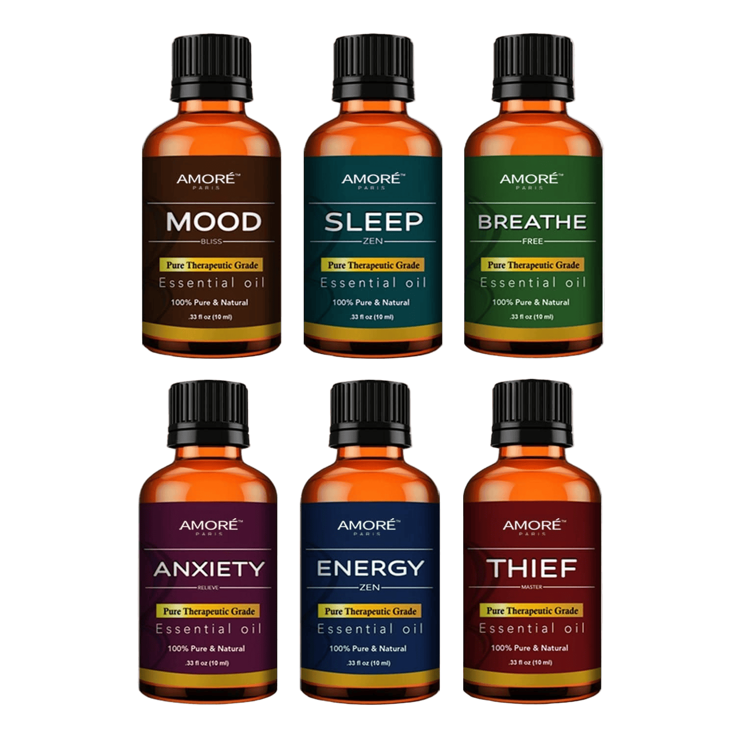 6 Piece: 100% Pure Therapeutic Grade Essential Oils
