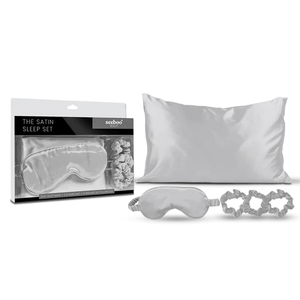 Satin Self Care Sleep Set - Silver